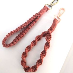 Set of 2 brown macrame keychains handmade